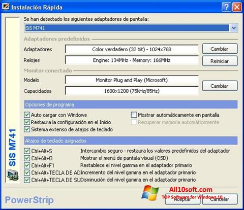Captura de pantalla PowerStrip para Windows 10