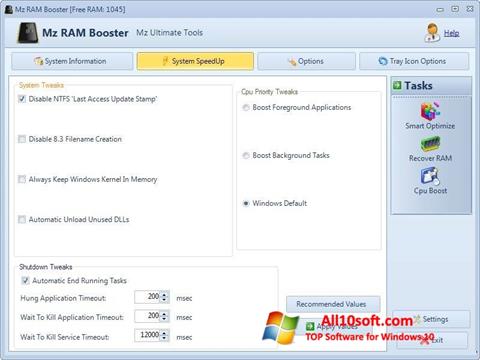 Captura de pantalla Mz RAM Booster para Windows 10