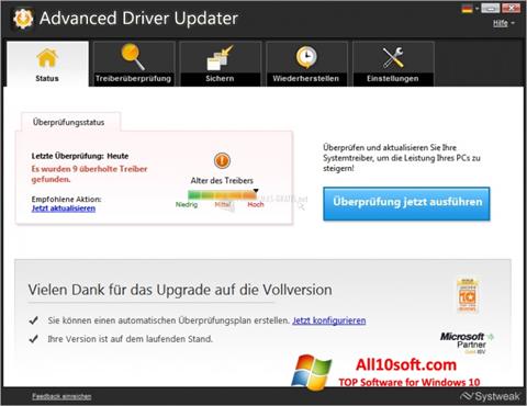 Captura de pantalla Advanced Driver Updater para Windows 10