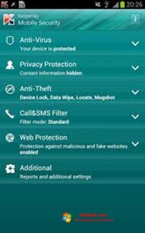 Captura de pantalla Kaspersky Mobile Security para Windows 10