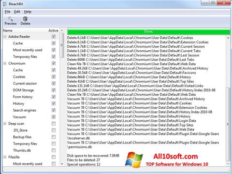 Captura de pantalla BleachBit para Windows 10
