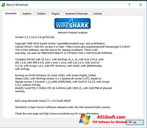 Captura de pantalla Wireshark para Windows 10