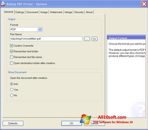 Captura de pantalla BullZip PDF Printer para Windows 10