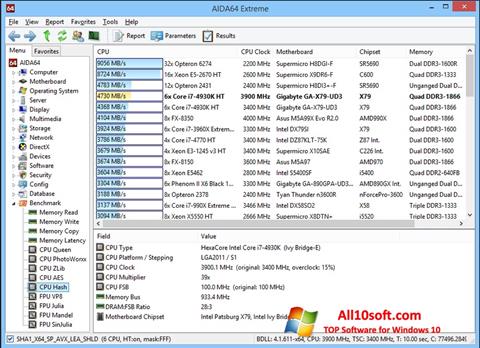 Captura de pantalla AIDA32 para Windows 10