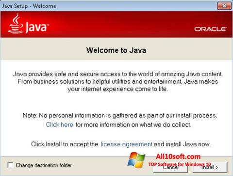 Captura de pantalla Java Runtime Environment para Windows 10