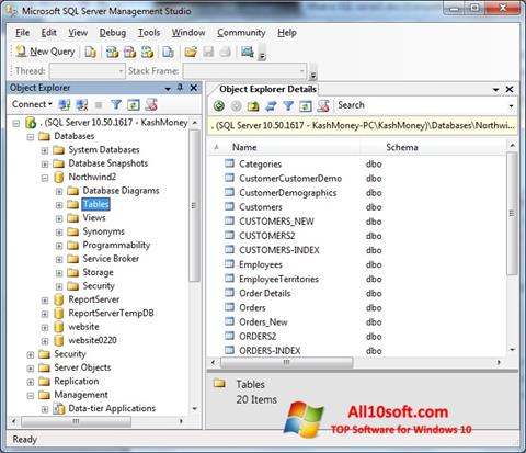 Captura de pantalla Microsoft SQL Server para Windows 10