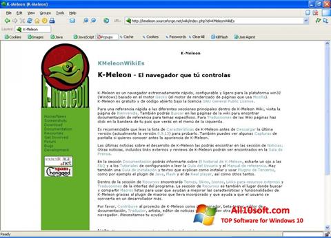 Captura de pantalla K-Meleon para Windows 10