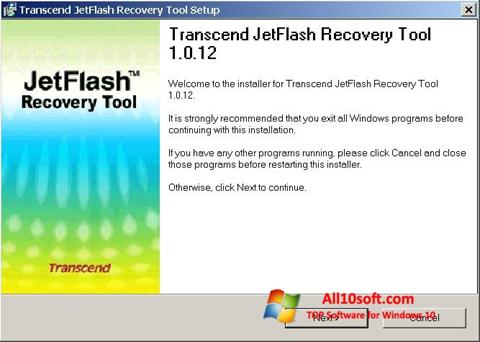 Captura de pantalla JetFlash Recovery Tool para Windows 10